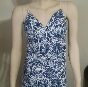 "Self Esteem" blue and white summer dress